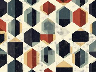 Poster - Seamless geometric hexagon pattern with interlocking shapes and modern design elements, ideal for digital backgrounds, textile prints, and graphic design projects. 