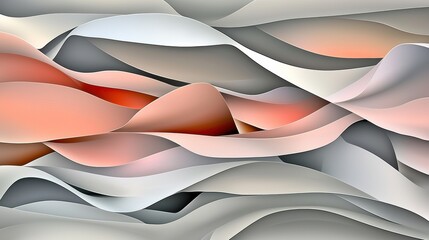 Poster - Abstract Wavy Patterns in Soft Tones with Subtle Color Blends