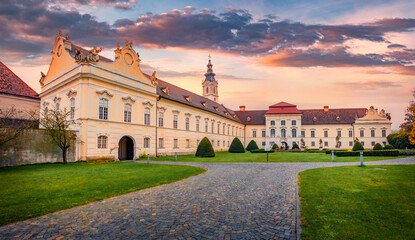 Wall Mural - Majestic autumn view of Historical landmark Altenburg Abbey. Incredible cityscape of Altenburg city municipality in the district of Horn in Lower Austria, Europe. Traveling concept background.