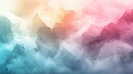 Poster - Pastel Mountain Range Sunrise, Cloudscape, Fantasy, Artistic, Wallpaper