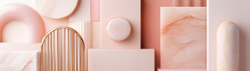 Poster - This composition showcases a refined blend of blush pink and rose gold acrylic elements, creating a soft yet striking visual experience ideal for luxurious branding