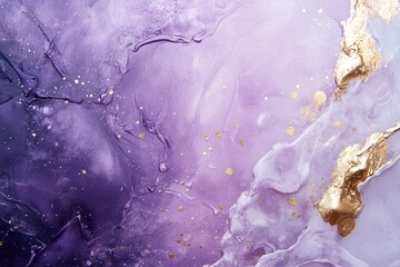 Poster - A beautiful gradient shifts from deep indigo to vibrant violet, scattered with sparkling white and golden stars, creating a tranquil background with an open area for text