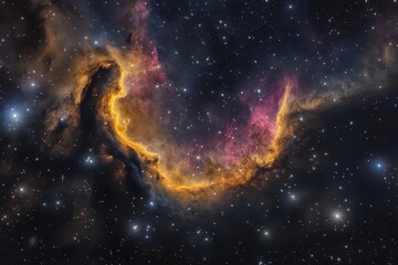 Wall Mural - deep space nebula with swirling cosmic clouds, vibrant aurora colors, star clusters scattered through infinite darkness