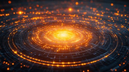 Poster - Glowing energy circles, futuristic design, abstract background, tech concept