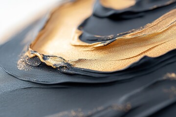 Poster - Layers of warm metallic acrylic create an intricate design, highlighting rich gold and deep black tones that blend together beautifully. This detailed artwork showcases refined craftsmanship
