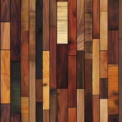 Poster - Seamless Pattern of Wooden Flooring with Each Piece Showcasing Unique Grain, Color Variations and Textures in a Harmonious Arrangement