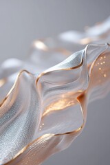 Poster - Fluid waves of molten silver and gold shift gracefully in mid-air, reflecting ethereal light and creating a mesmerizing endless flow, captivating the viewer's attention