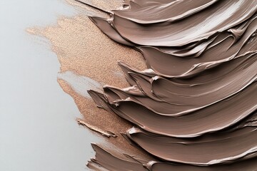 Poster - Deep espresso brown acrylic strokes intertwine with warm copper metallic accents, showcasing a rich and sophisticated texture that captivates. The intricate blending highlights the luxurious quality