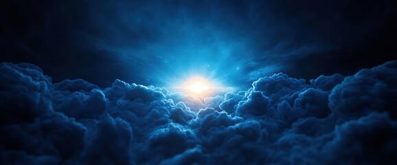Wall Mural - Night sky, cloudscape, above clouds, light, hope, design, background