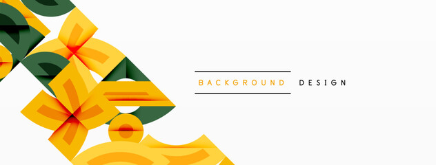 Wall Mural - Abstract geometric background with shapes, featuring circular and rounded elements. Bold contrast, smooth gradients, dynamic composition, futuristic style
