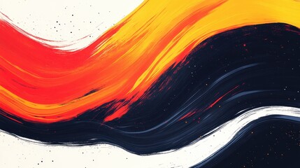 Poster - Abstract red orange black paint swirls; creative background