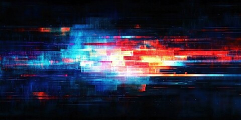 Wall Mural - Abstract Digital Glitch Background with Glowing Data in Vibrant Colors for Creative Designs and Modern Visual Aesthetics