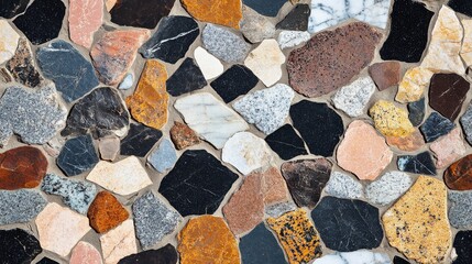 Wall Mural - An arrangement of various colored stones creating a textured surface