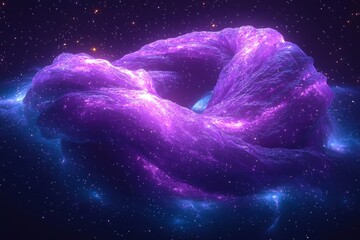 Wall Mural - A vibrant cosmic swirl of purple and blue nebulae in deep space, showcasing the beauty of the universe's vastness