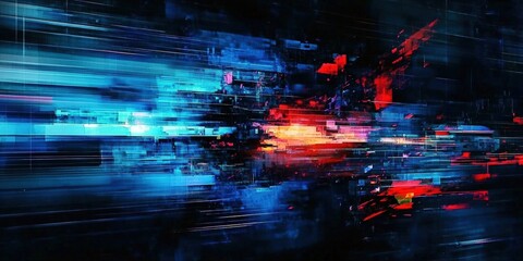 Poster - abstract digital glitch background with vibrant lines and shapes for creative and modern design proj