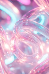 Poster - Neon-lit cosmic swirls in vivid pinks and blues intertwine with pulsating light beams, evoking an energetic space party vibe filled with movement and rhythm