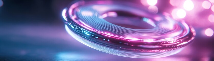 Poster - Bursting with neon pinks and blues, cosmic swirls dance around pulsating beams of light, creating an electrifying atmosphere reminiscent of an interstellar celebration