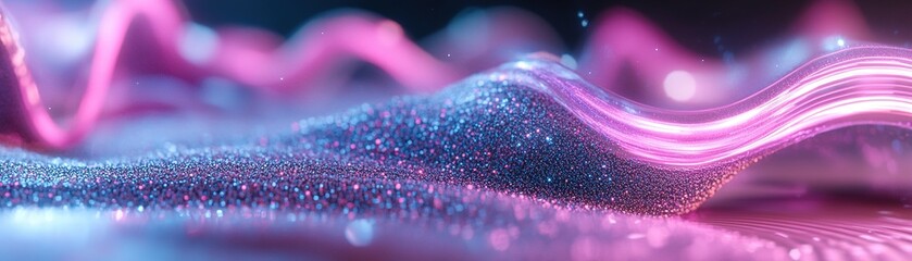 Poster - This artwork showcases abstract neon swirls in striking pinks and blues, complemented by dynamic light beams reminiscent of sound waves, evoking a high-energy party vibe