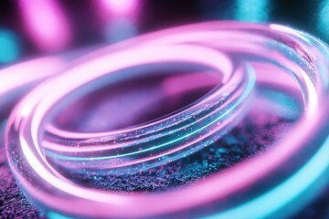 Poster - dynamic cosmic swirls in vivid pinks and blues merge with bright light beams that pulse like sound w
