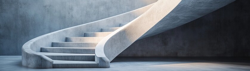 Poster - A spiraling staircase ascends with soft light illuminating each step, gradually fading into darkness above, evoking an infinite loop with no clear destination, leaving a sense of mystery