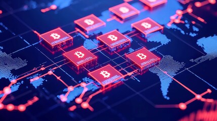 Poster - Blockchain Smart Contracts for Global Trade, innovative technology, enhancing efficiency, transparency, vector design, clean lines, modern aesthetics, business transformation