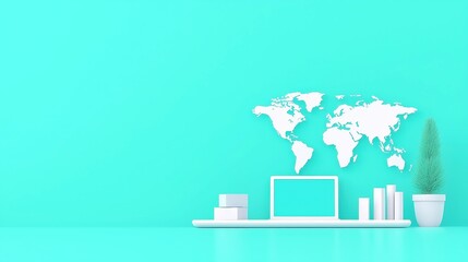 Poster - Cross-border E-commerce Growth, Digital payment solutions illustrated with clean line art, featuring ample copy-space for impactful messaging and clear communication