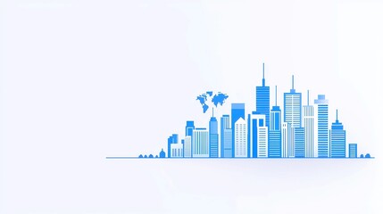 Poster - Smart Workplace Innovations, streamlined designs showcasing global team productivity, inclusive of ample copy-space, featuring simple vector illustrations and clean line art