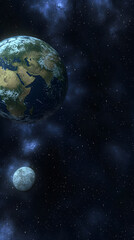 earth and moon in stellar space