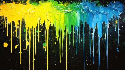 Poster - Dripping paint, vibrant colors, black background, abstract art, design