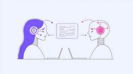 Poster - Autonomous AI Negotiators, exploring the evolution and impact of AI negotiation tools in business, featuring simple vector line art for clarity and engagement