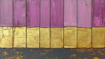Poster - An abstract painting featuring a blend of purple and gold hues, creating a modern and sophisticated visual appeal perfect for contemporary art lovers. Copy space for text