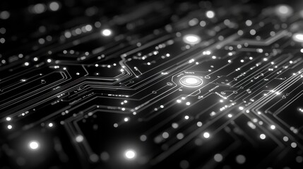 Poster - Illuminated circuit board, technology, glowing, digital, abstract background, website header