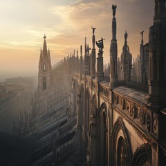 Wall Mural - Ornate Cathedral Roofline at Golden Hour