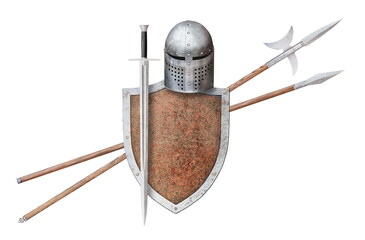 Wall Mural - set of knight's weapon isolated on white