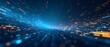 © Margarita Ratatosk - Abstract digital technology background with blue light particles and glowing dots. Futuristic cyberspace design. Abstract futuristic data stream. Digital transformation