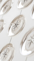 Wall Mural - Elegant silver hanging decor with star motifs.