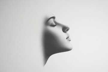 Wall Mural - side profile of a woman's face in grayscale