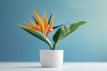 Canvas Print - A stunning Bird of Paradise flower arrangement in a white vase, perfect for decorating or gifting