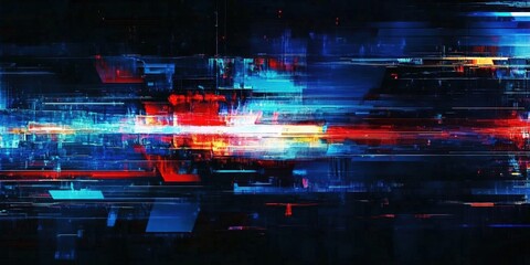 Poster - abstract digital glitch background with colorful lines and vibrant patterns for creative design and 