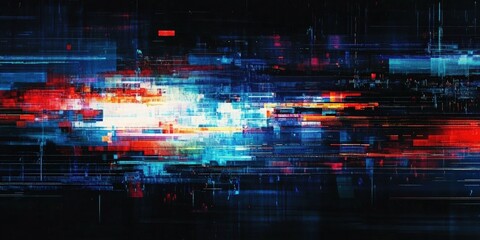 Poster - Digital Glitch Background with Colorful Lines Creating an Abstract Pattern Full of Energy and Vibrancy for Modern Design Projects