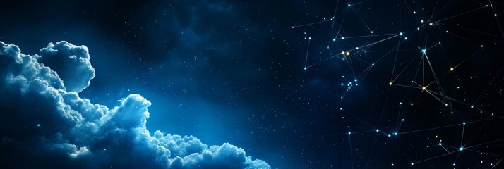 Wall Mural - starry night sky with clouds and cosmic elements - a beautiful depiction of a night sky filled with 