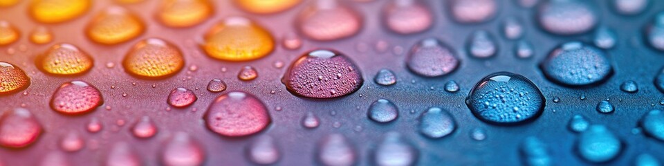 Poster - close up shot of water droplets on a surface, great for science and education images