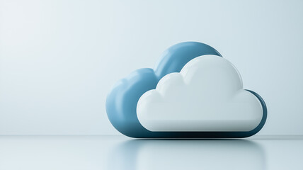 Wall Mural - Cloud computing concept, 3D rendering of two clouds. 