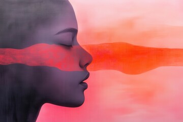 Wall Mural - artistic depiction of a woman's face with abstract colors.