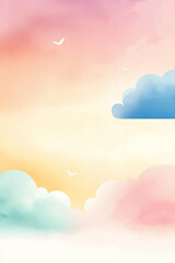 Wall Mural -  soft blue and pink watercolor clouds