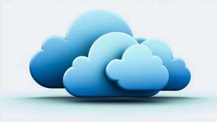 Poster - blue cloud icons in 3D. 
