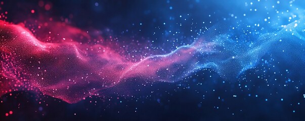 Poster - Abstract Particles Flowing Dynamically in Vivid Hues, Creating a Mesmerizing Visual Display of Color and Movement.