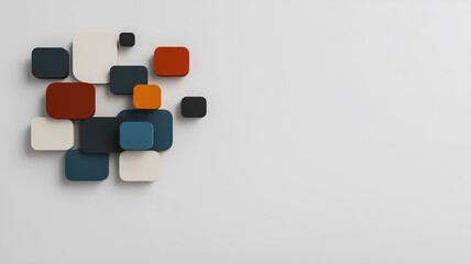 Poster - colorful geometric shapes arranged in a cluster. 