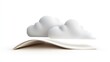 Minimalist clouds and paper design on a pristine white background scene