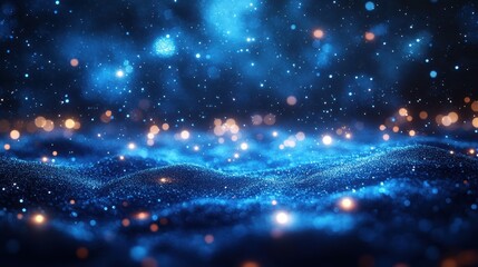 Poster - Blue glowing particles, abstract background, digital art, website design